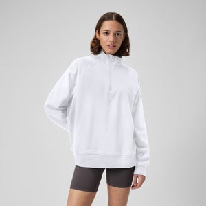 Unisex 1/4 Zip Fleece Pullover White - L