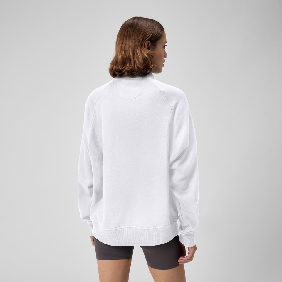 Pull polaire unisexe à 14 zip, blanc