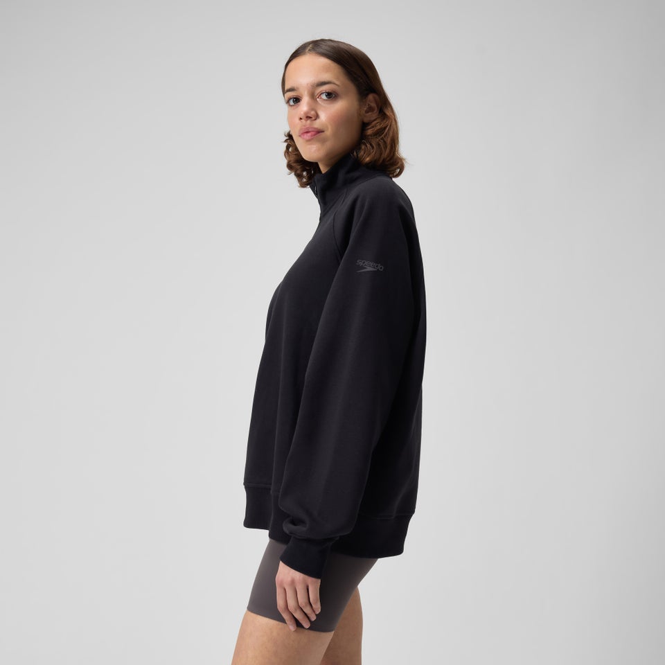 Unisex 14 Zip Fleece Pullover Black