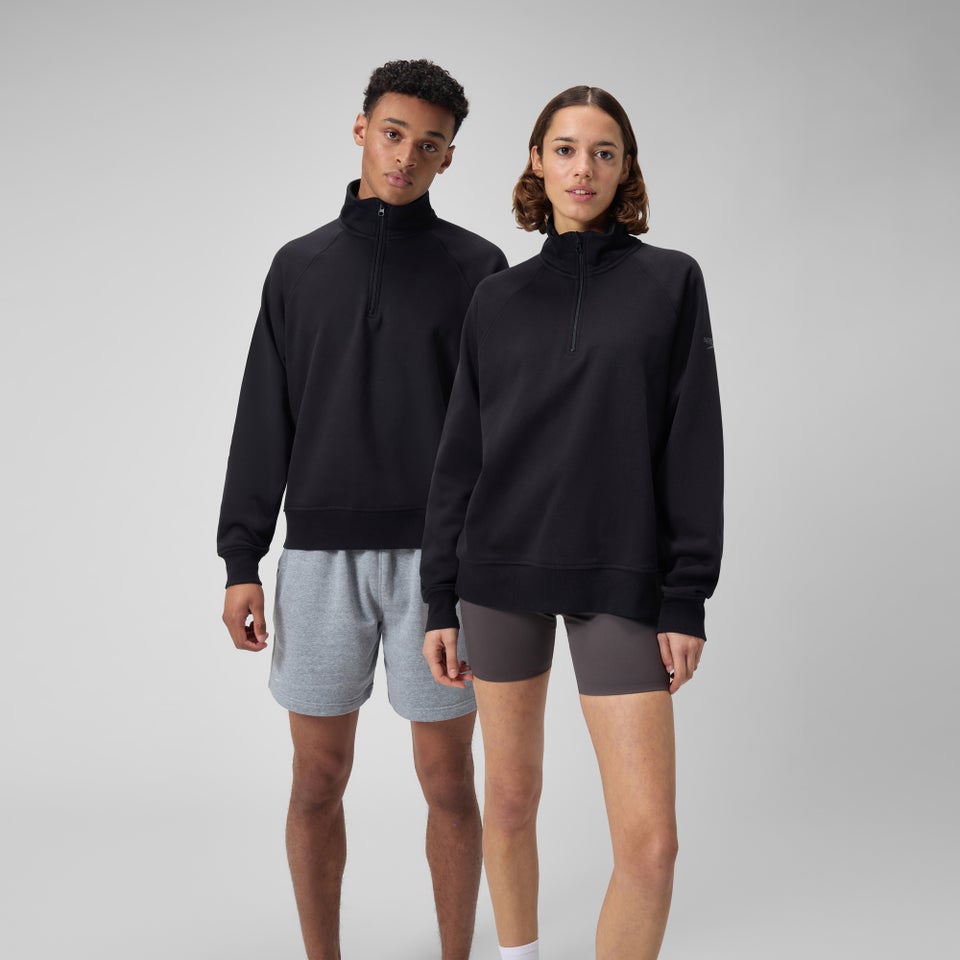 Unisex 14 Zip Fleece Pullover Black