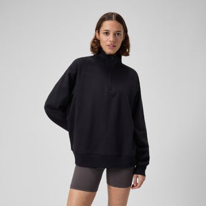 Pull polaire unisexe à 14 zip, noir