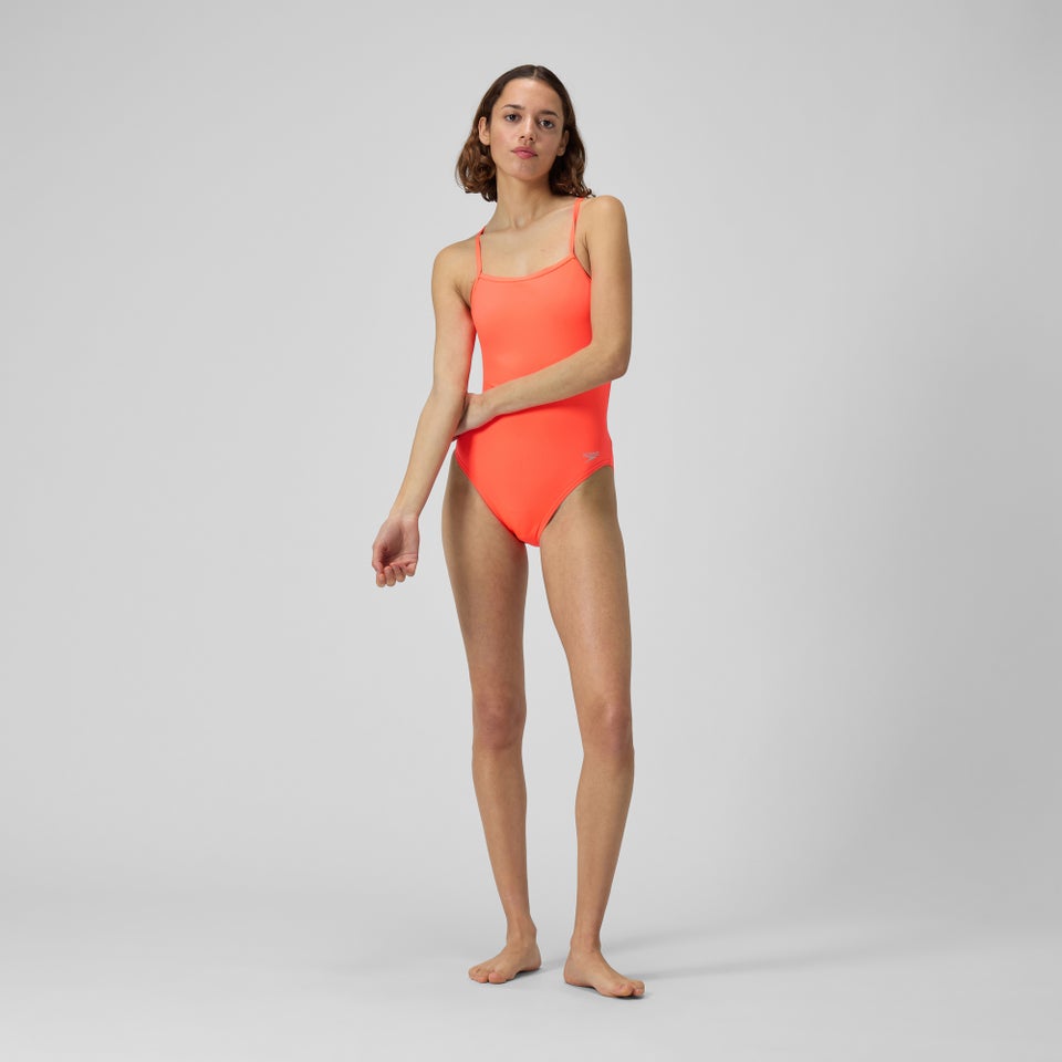 Women's Solid One Back One Piece Red/Black