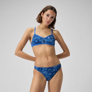 Haut à nouer au dos à motif imprimé pour femmes, bleu