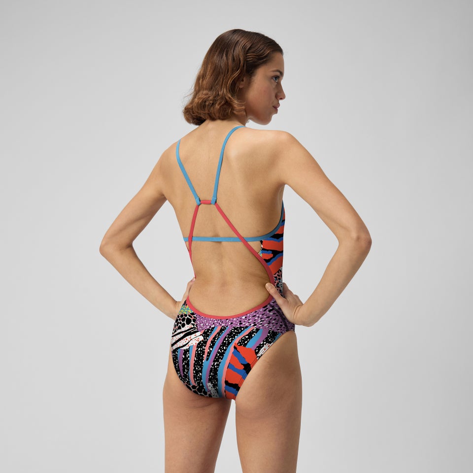 Women's Printed Tri Back One Piece Multi