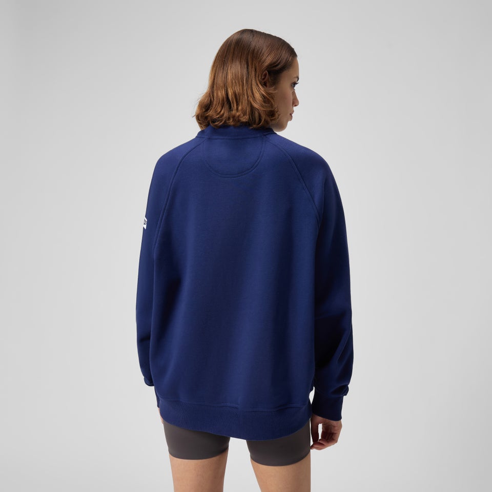 Pull polaire à 14 zip unisexe, bleu marine