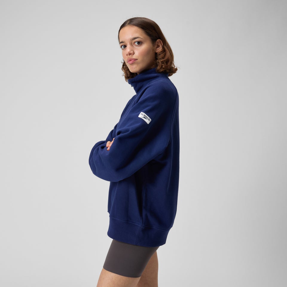 Pull polaire à 14 zip unisexe, bleu marine