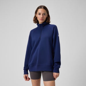 Pull polaire à 14 zip unisexe, bleu marine