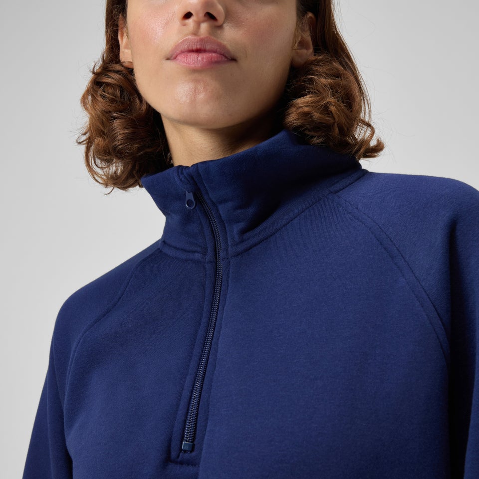 Pull polaire à 14 zip unisexe, bleu marine