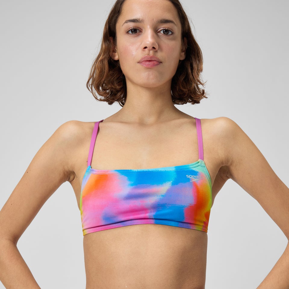 Women's Printed Strappy Fixed Bikini Top Multi