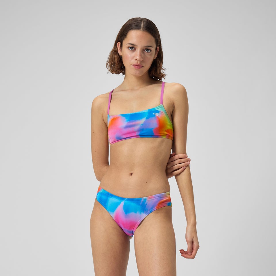 Women's Printed Strappy Fixed Bikini Top Multi