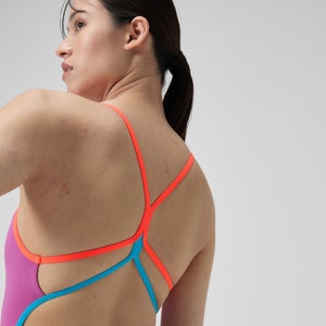 Women's Solid Double Strap One Piece Pink