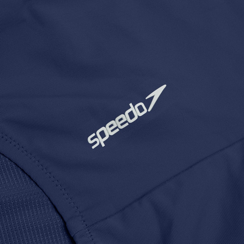 Maillot de bain 1 pièce uni avec maille filet Scoop pour Femmes Bleu céruléen