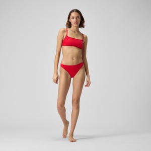 Women's Solid Strappy Fixed Bikini Top Red