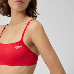 Women's Solid Strappy Fixed Bikini Top Red