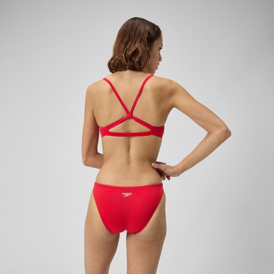 Women's Solid Strappy Fixed Bikini Top Red