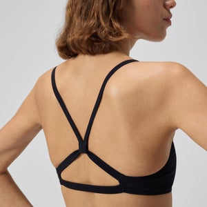 Women's Solid Strappy Fixed Bikini Top Black