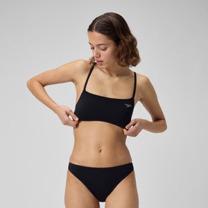 Women's Solid Strappy Fixed Bikini Top Black