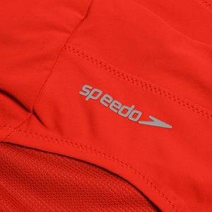 Damen Einfarbige Bikinihose mit hohem Bund Rot