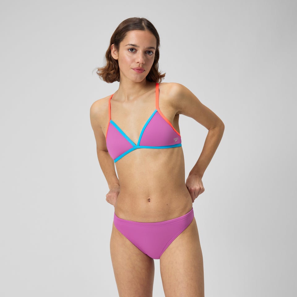 Women's Solid Crossback Triangle Top Pink