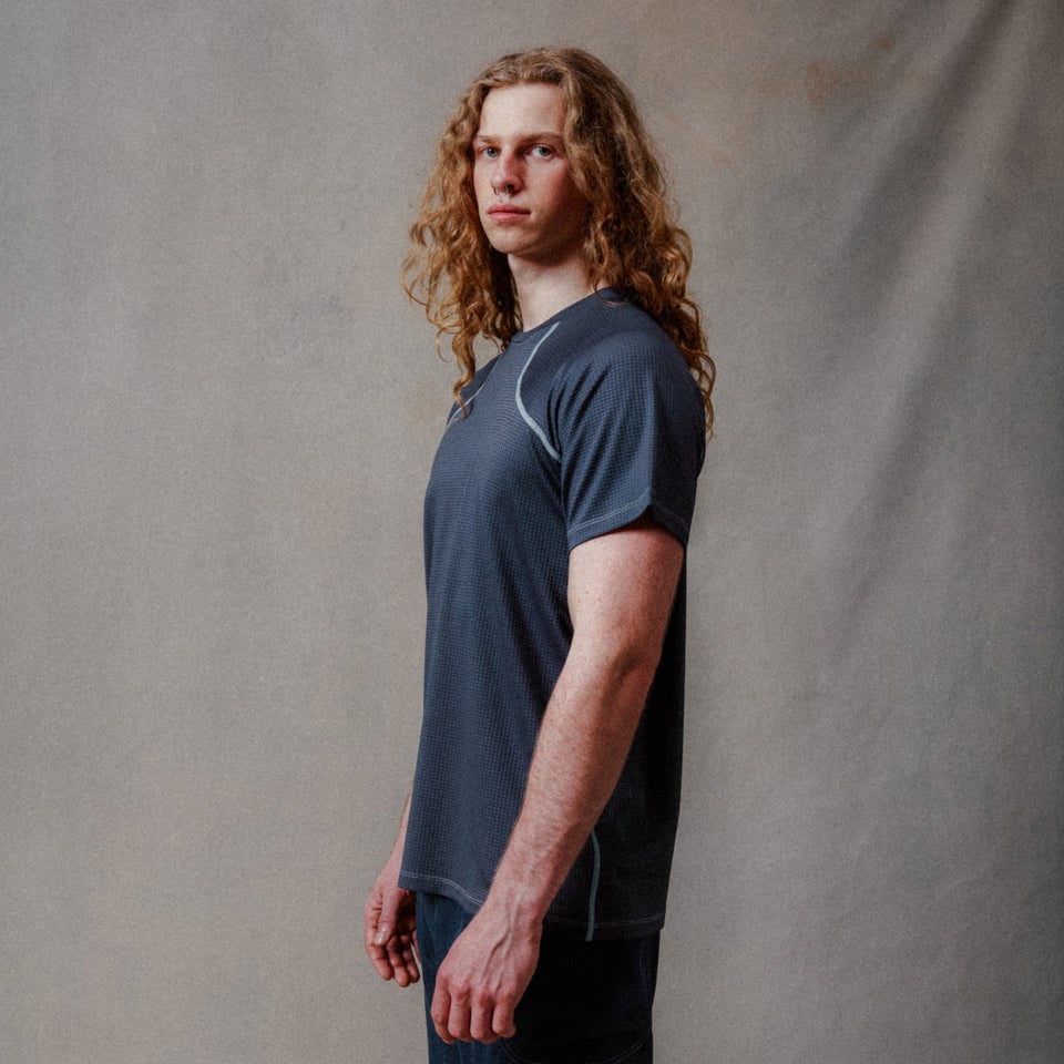 Unisex Kurzarm-Corner-Shirt Ombre-Blau