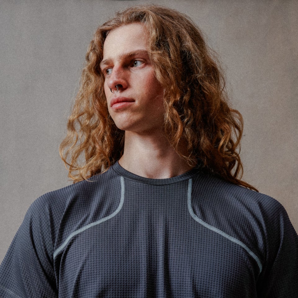 Unisex Kurzarm-Corner-Shirt Ombre-Blau