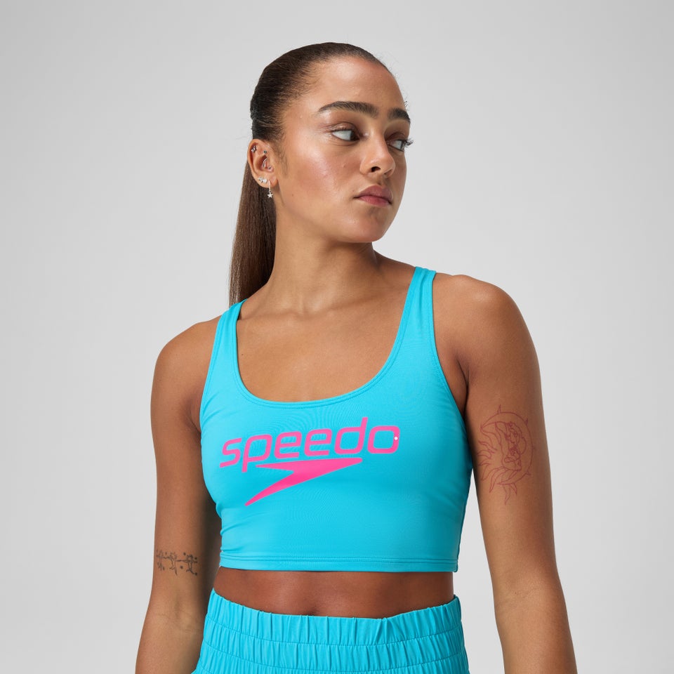 Women's Regan Collection Solid Logo Crop Top Blue