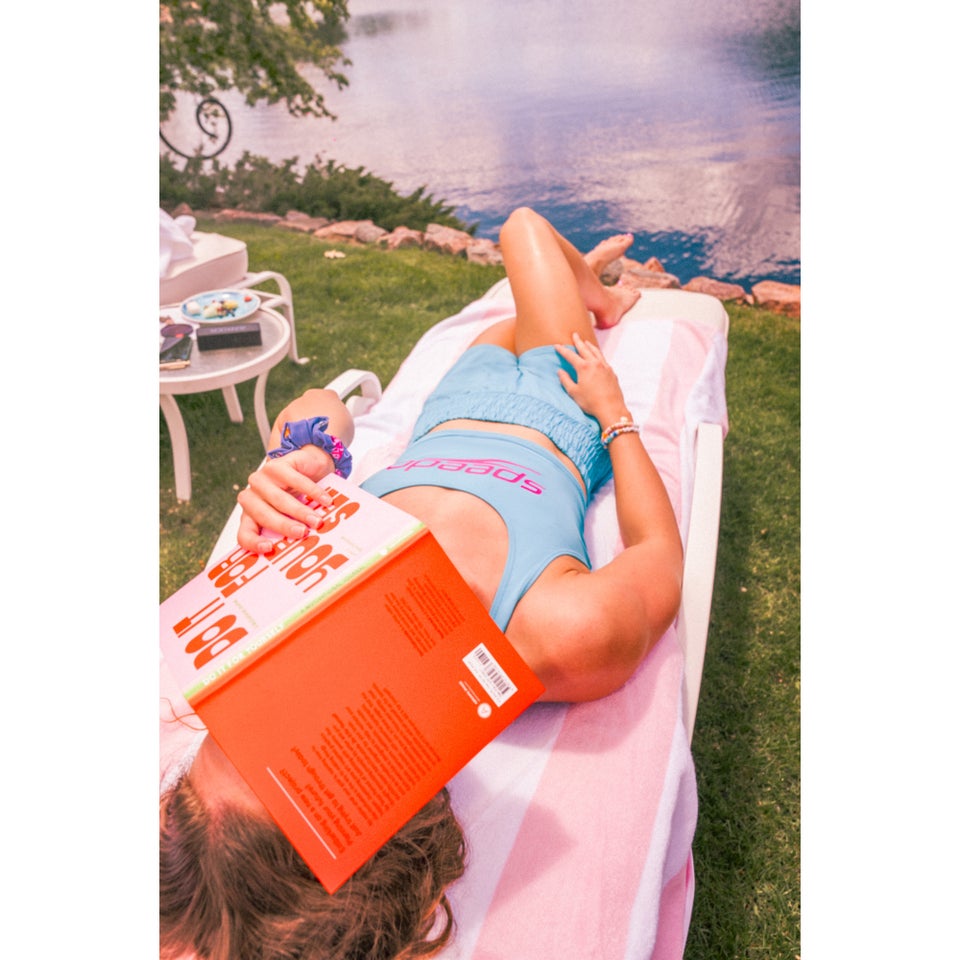 Women's Regan Collection Solid Logo Crop Top Blue