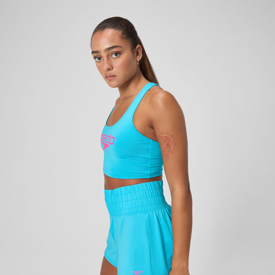 Women's Regan Collection Solid Logo Crop Top Blue