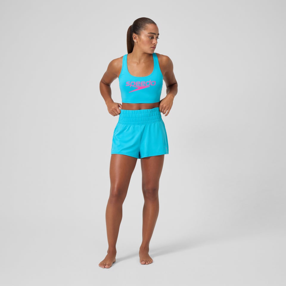 Women's Regan Collection Solid Logo Crop Top Blue