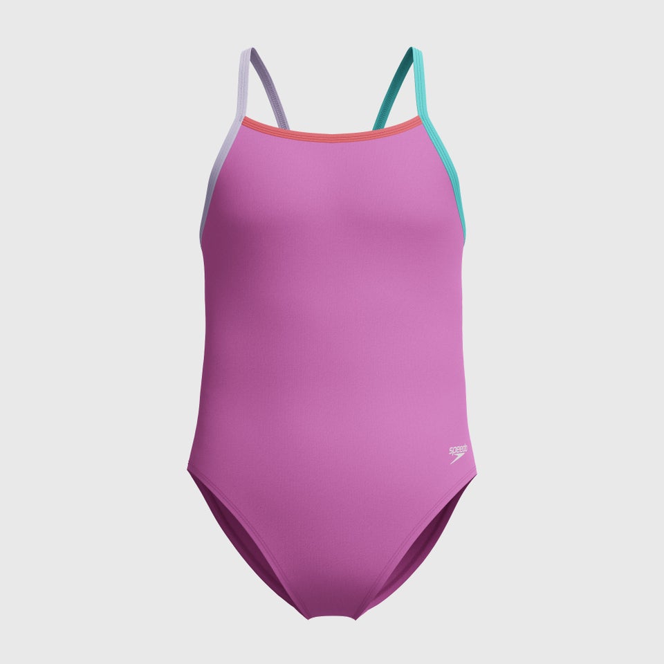 Women's Solid Propel Back One Piece Purple