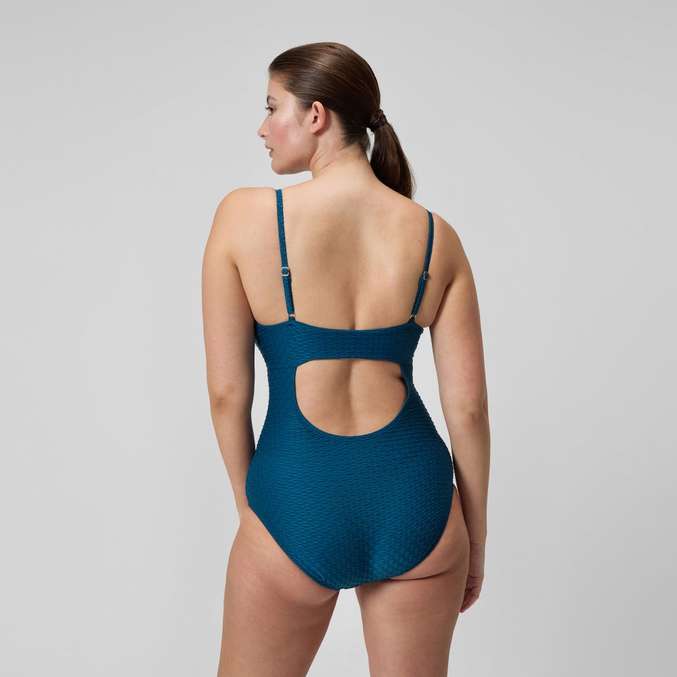 Women's Texture Adjustable Thin Strap One Piece Dark Blue