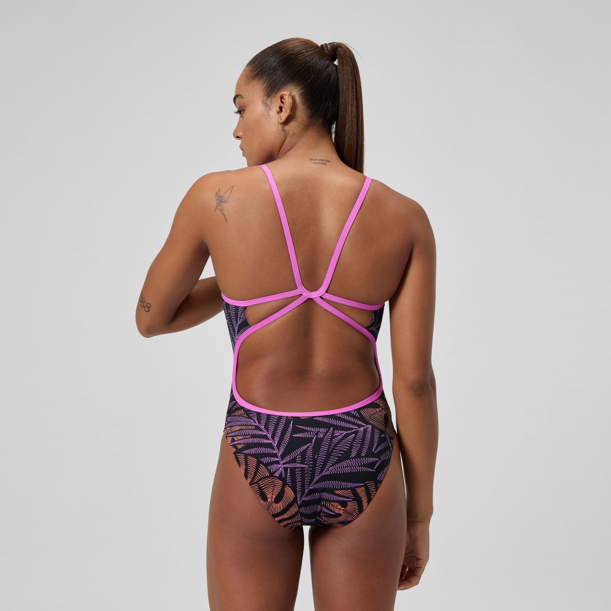 Women's Printed Web Back One Piece Black/Purple | Speedo USA