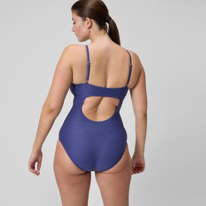 Women's Texture Adjustable Thin Strap One Piece Blue