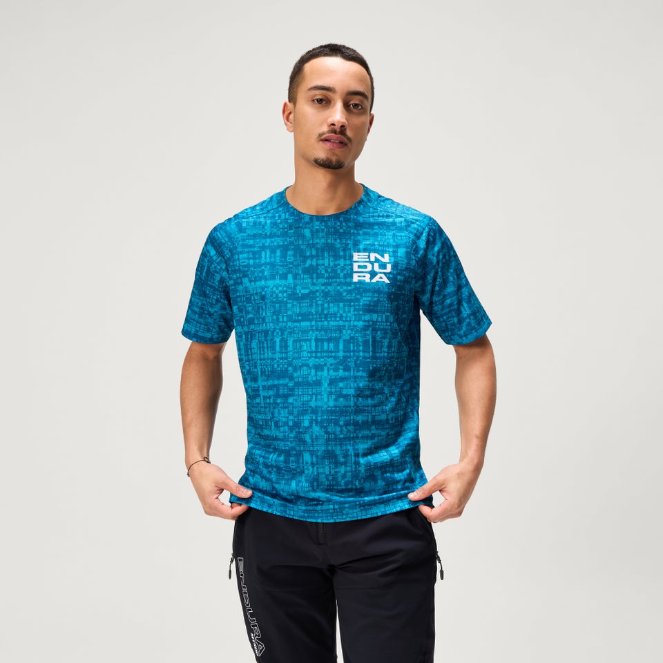 Men's Ltd Grid Print S/S Tee - Atlantic