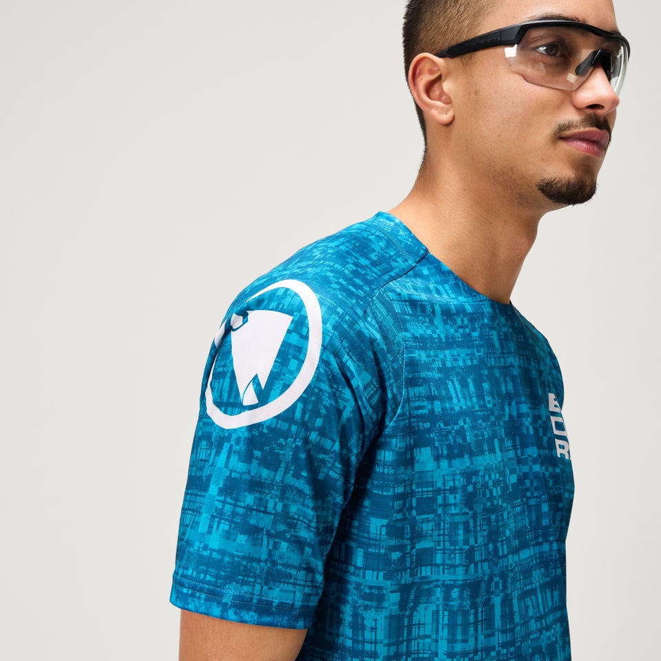 Men's Ltd Grid Print S/S Tee - Atlantic