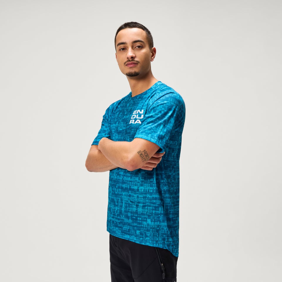 Men's Ltd Grid Print S/S Tee - Atlantic