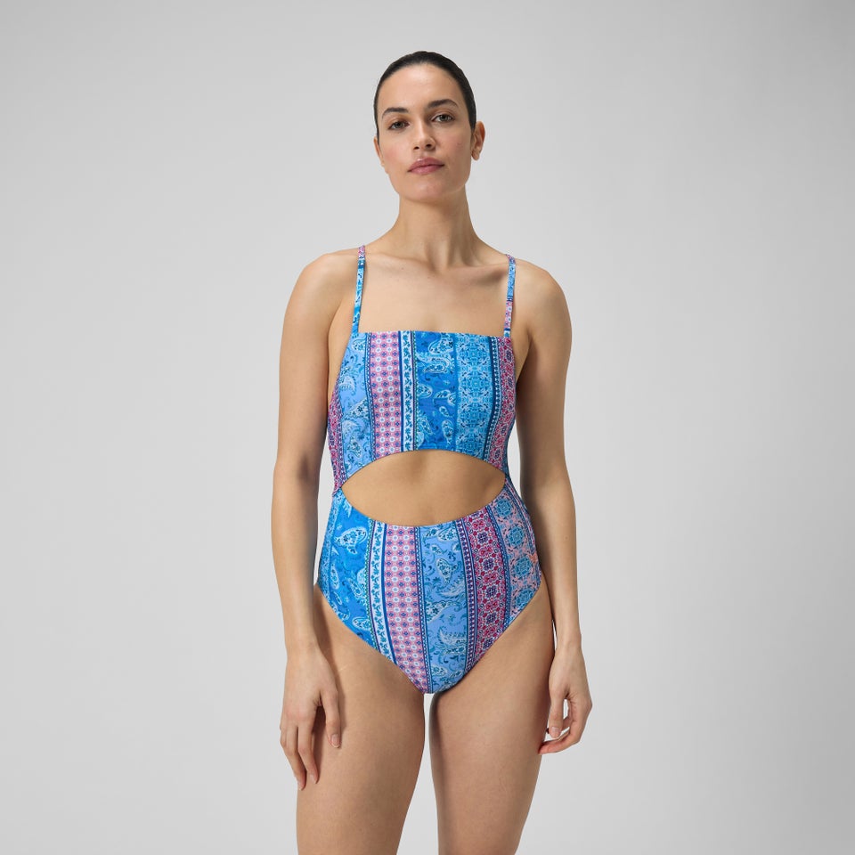 Women's Printed Cut Out Swimsuit Blue/Purple