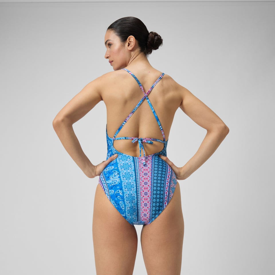 Women's Printed Cut Out Swimsuit Blue/Purple