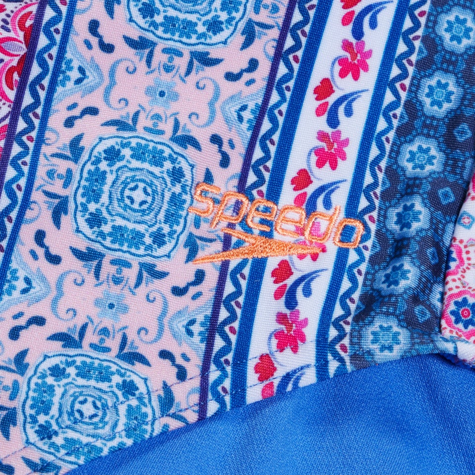 Women's Printed Cut Out Swimsuit Blue/Purple