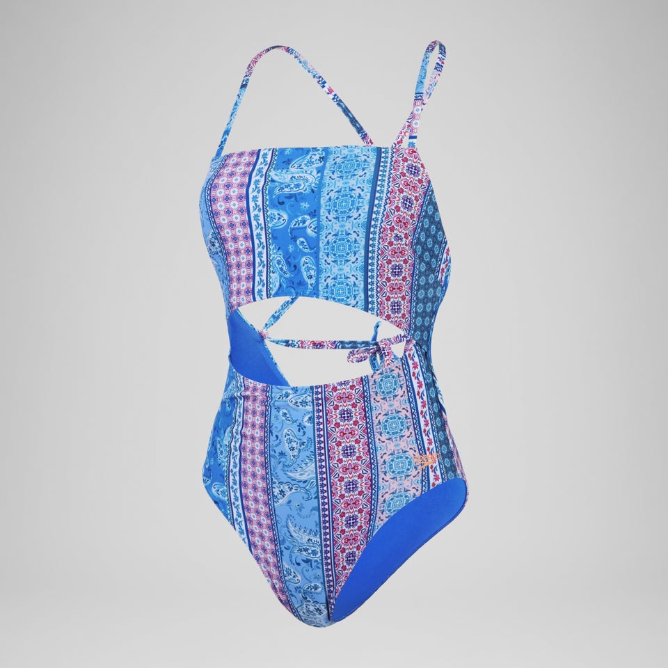 Women's Printed Cut Out Swimsuit Blue/Purple