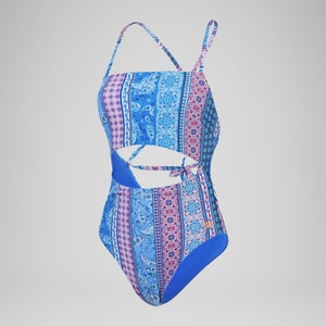 Women's Printed Cut Out Swimsuit Blue/Purple