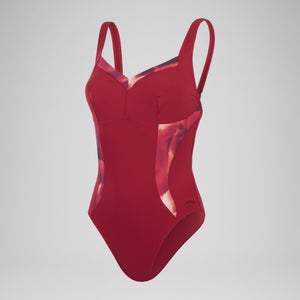 Damen LunaElustre Shaping-Badeanzug mit Print Rot/Lila