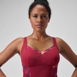 Damen LunaElustre Shaping-Badeanzug mit Print Rot/Lila