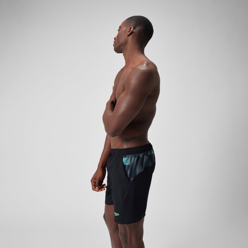 Herren XPRESS LITE Badeshorts mit Einsätzen, 40 cm Schwarz/Grau