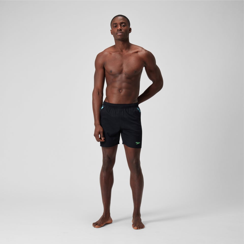 Herren XPRESS LITE Badeshorts mit Einsätzen, 40 cm Schwarz/Grau