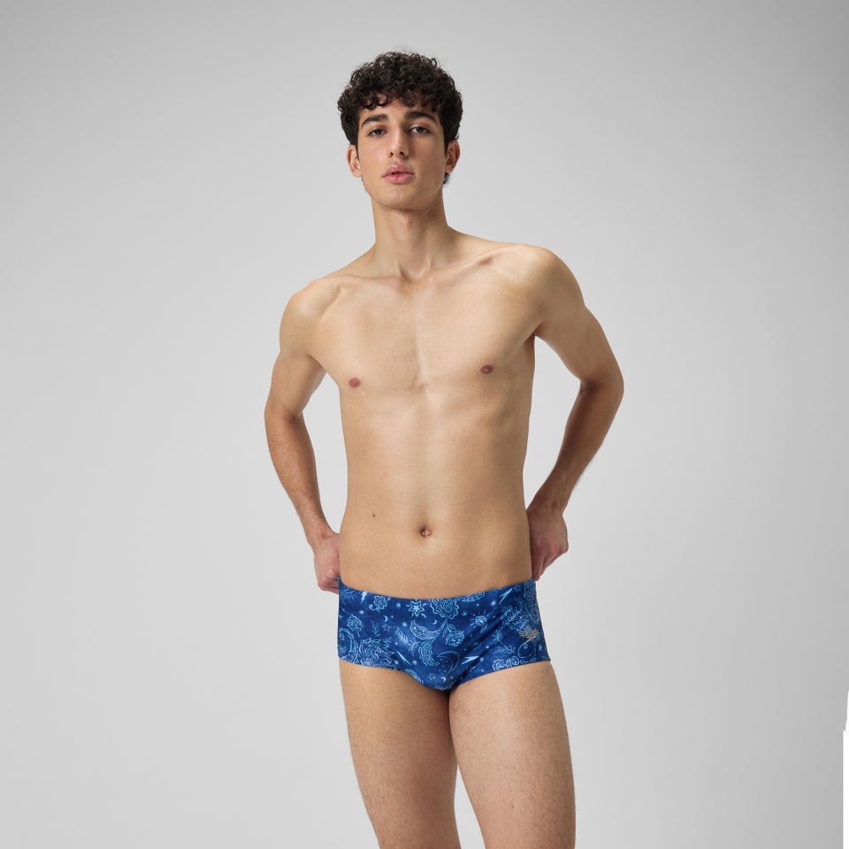 Slip de bain Hommes pour entraînement en club 13,5 cm Allover Bleu céruléen