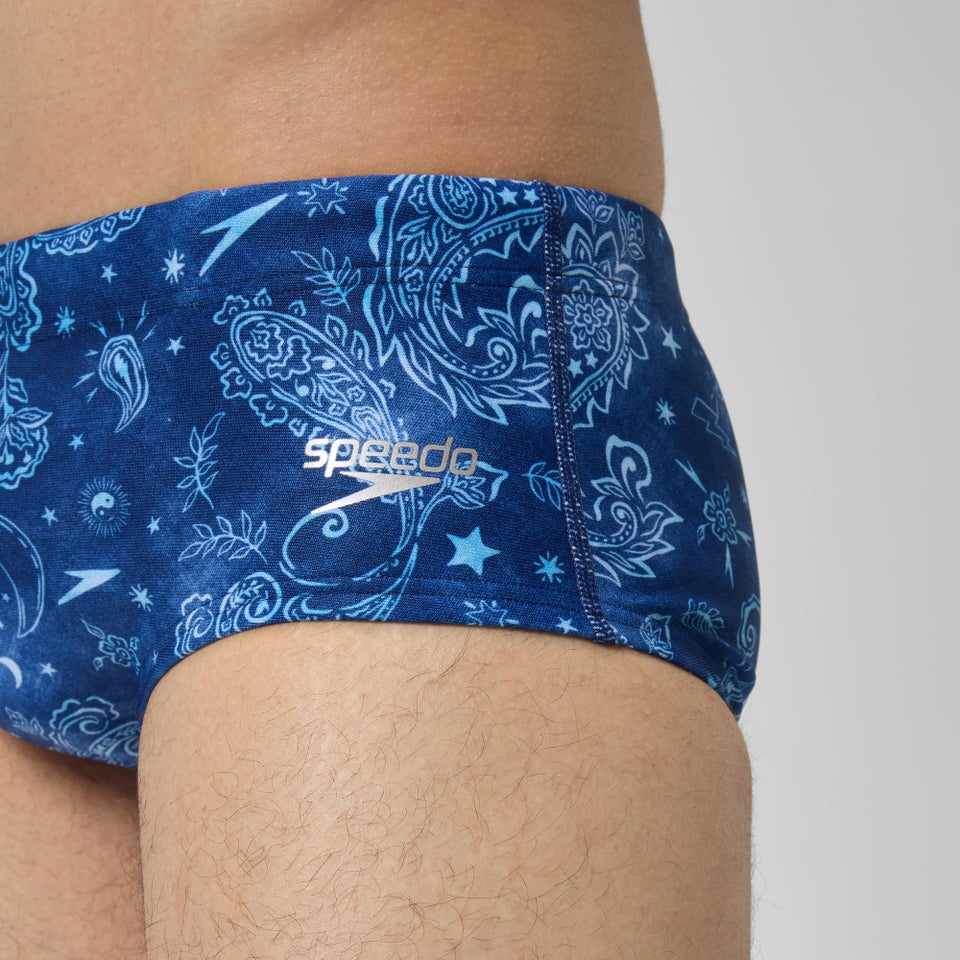 Slip de bain Hommes pour entraînement en club 13,5 cm Allover Bleu céruléen