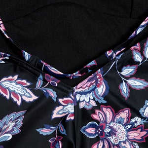 Maillot de bain 1 pièce galbant à bretelles et imprimé pour Femmes Noir/Violet