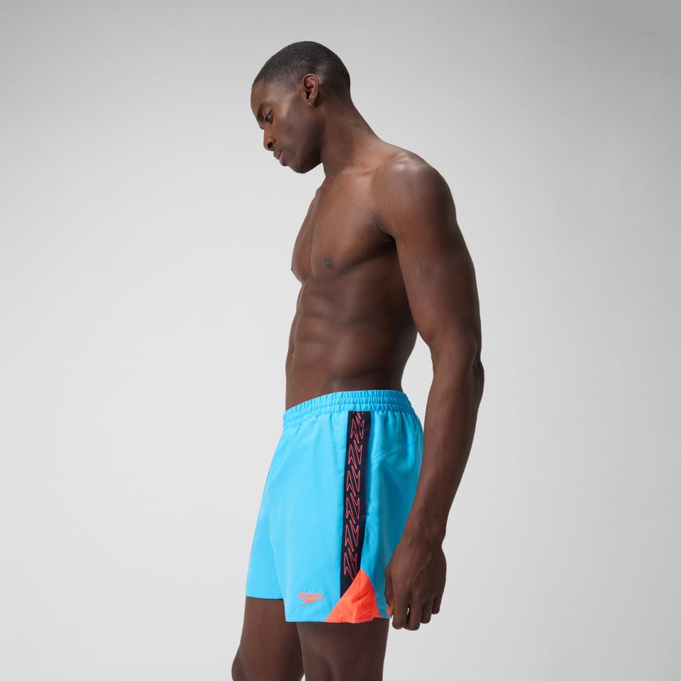Herren Hyperboom Badeshorts mit Passe, 40 cm Blau/Rot