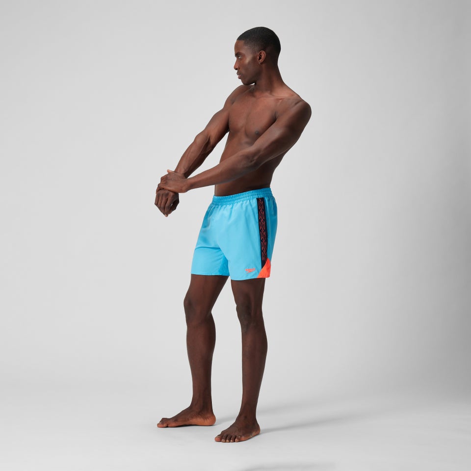 Herren Hyperboom Badeshorts mit Passe, 40 cm Blau/Rot